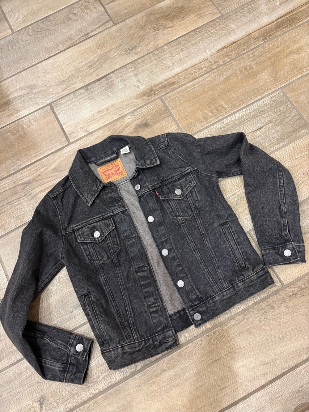 Levi's 501 black denim Jean Trucker jacket size XS